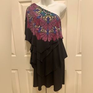 NWT Black with Purple Design Dress ❤️New Listing❤️